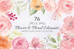 76 Flower and Floral Watercolor Clipart