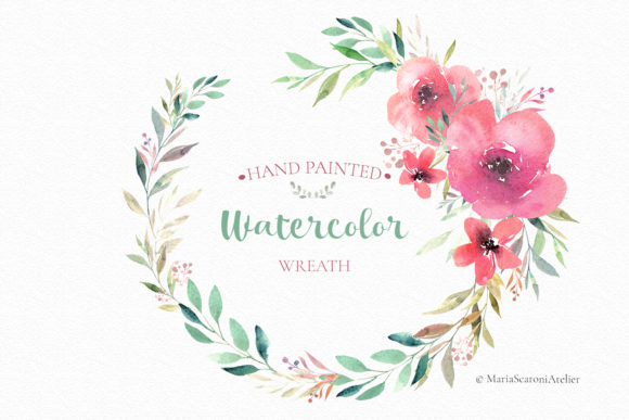 Floral Watercolor Wreath Illustrations