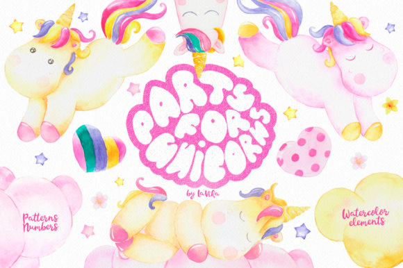 Magic Cute Unicorns - Watercolor Set