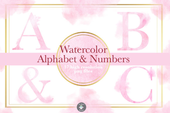 Pink Watercolor Alphabet Clipart and Illustrations