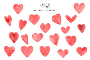 Red Watercolor Hearts Illustrations