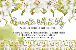 Romantic White Lily Watercolor Set and Illustrations