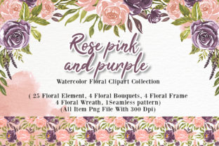 Rose Pink Purple Watercolor Illustration