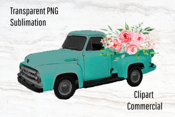 Vintage Truck Clipart, Rustic Watercolor Illustrations