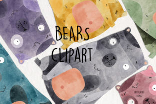 Watercolor Bear Clipart. Set of 15