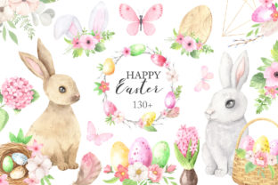Watercolor Easter Spring Bunny Set