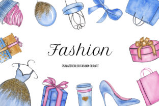 Watercolor Fashion Shopping Clipart and Illustrations