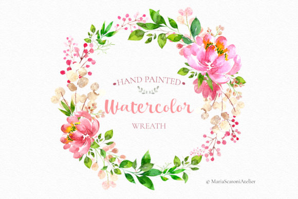 Watercolor Hand Painted Wreath Illustrations