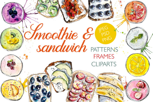 Watercolor Healthy Snack Illustrations
