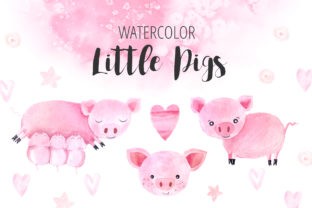 Watercolor Little Pigs Set Illustrations