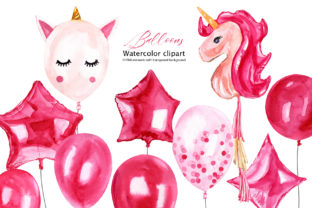 Watercolor Pink Balloons Clipart and Illustrations