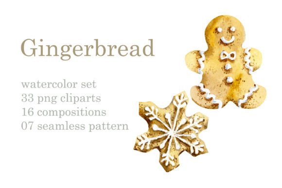 Watercolor Set. Gingerbreads. Illustrations