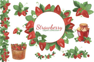 Watercolor Strawberry Clipart Set and Illustrations