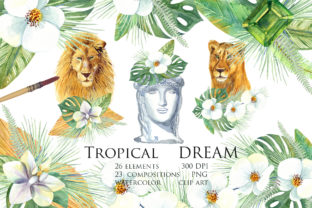 Watercolor Tropical Dream Clip Art and Illustrations